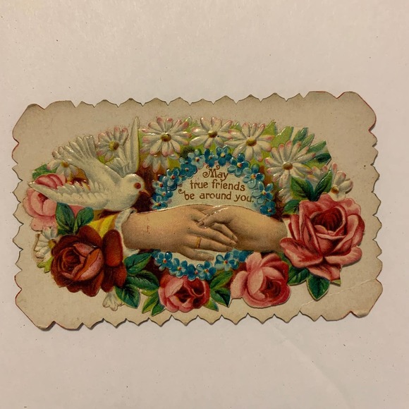 Vintage Cards Embossed Design Shaped Edges Small Set of 3 - Picture 3 of 7